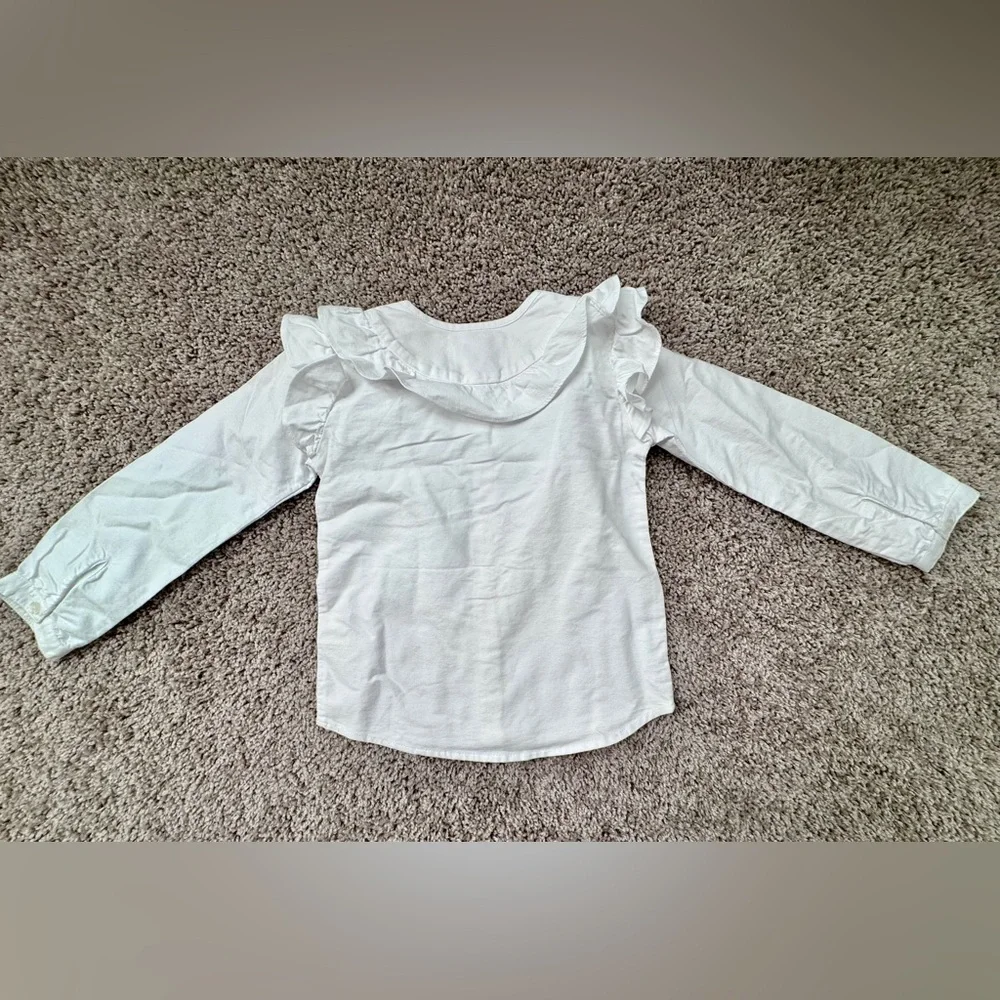 Classic Prep White Ruffled Kids Shirt size 4T - Picture 2 of 3